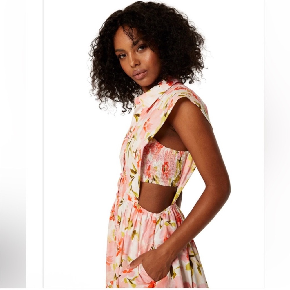 Misa Los Angeles Floral Dress - Pink and Orange - Picture 2 of 6